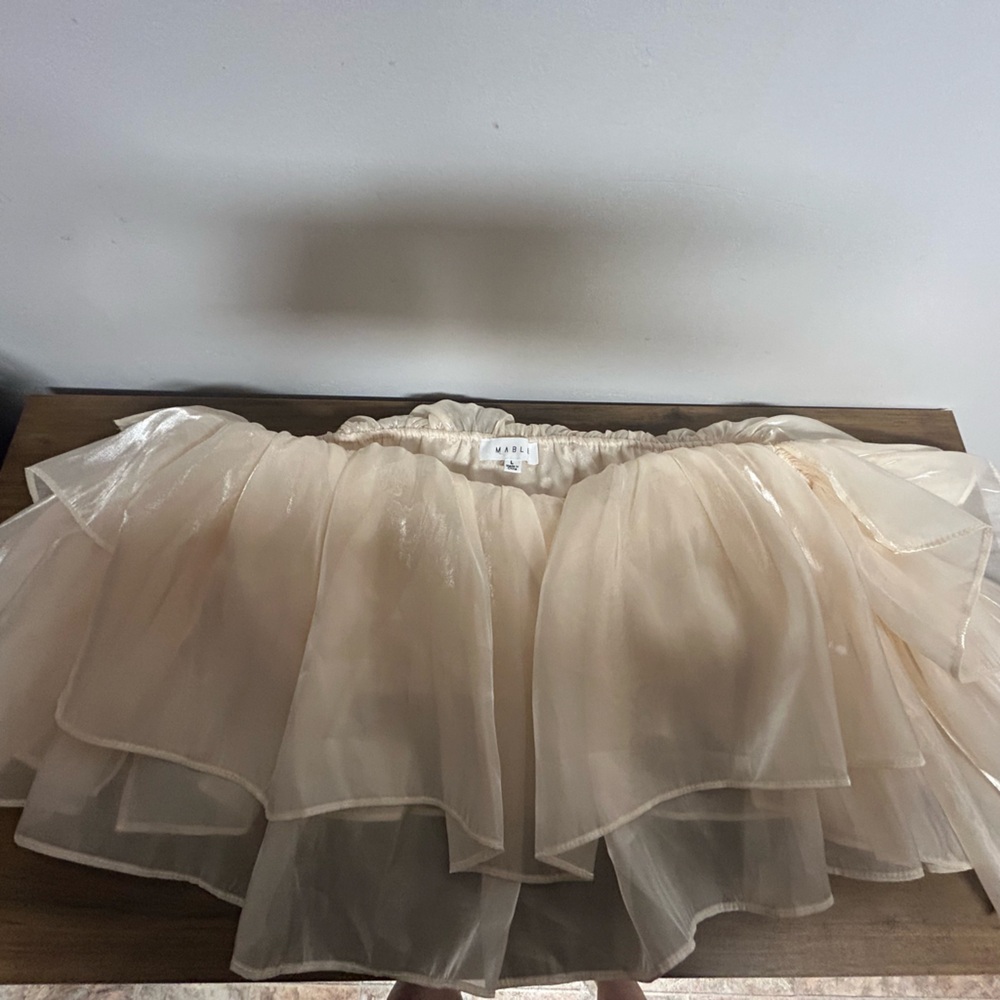 NWOT Elegant Iridescent Champagne Layered Crop Top